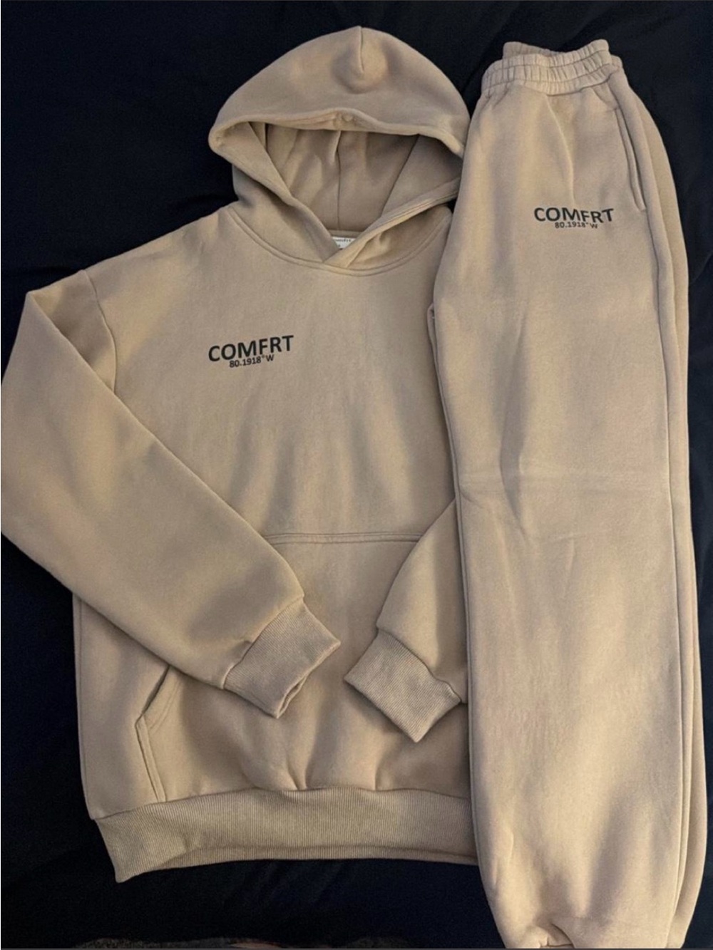 COMFRT Cream Hooded Sweatshirt and Joggers Set